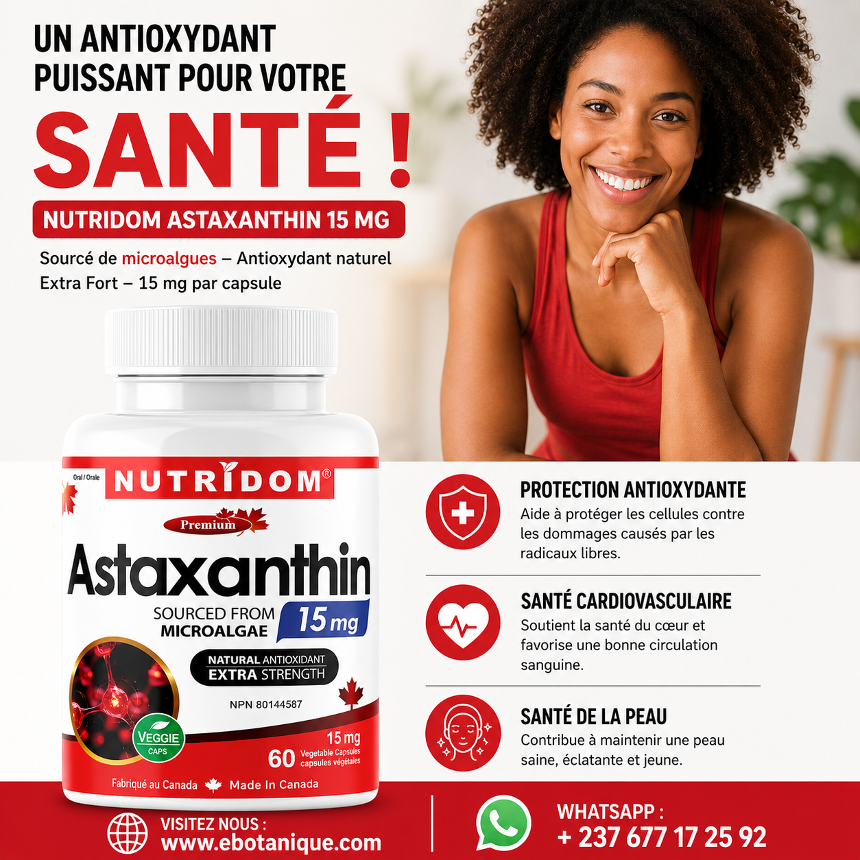Complement Alimentaire Astaxanthine 15 mg |60 gélules