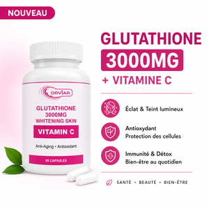Glutathione 3000 mg + Vitamine C – Éclat, Protection et Bien-être 60 Capsules
