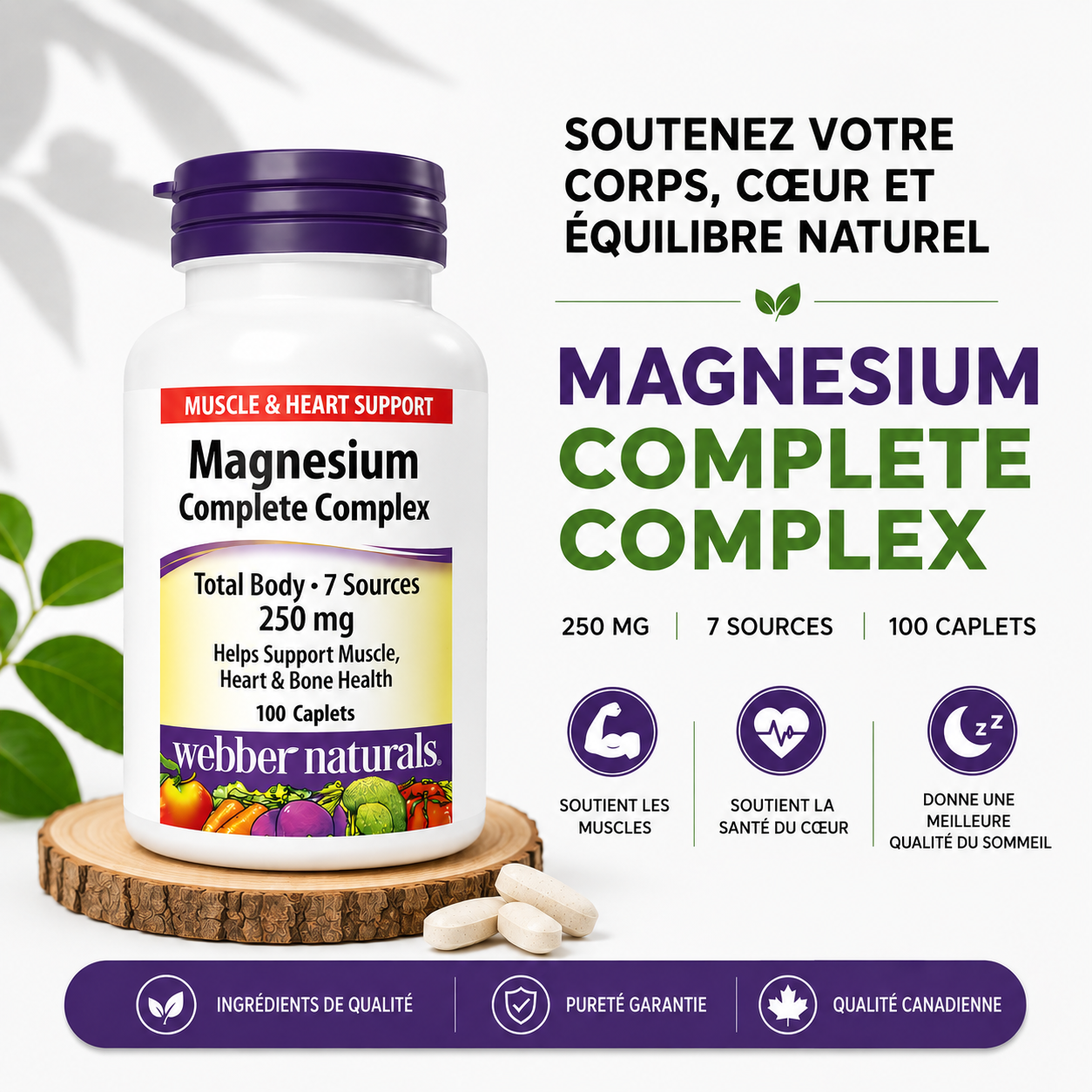 Complement Alimentaire -  Magnésium Complexe 7 sources , 100 caplets