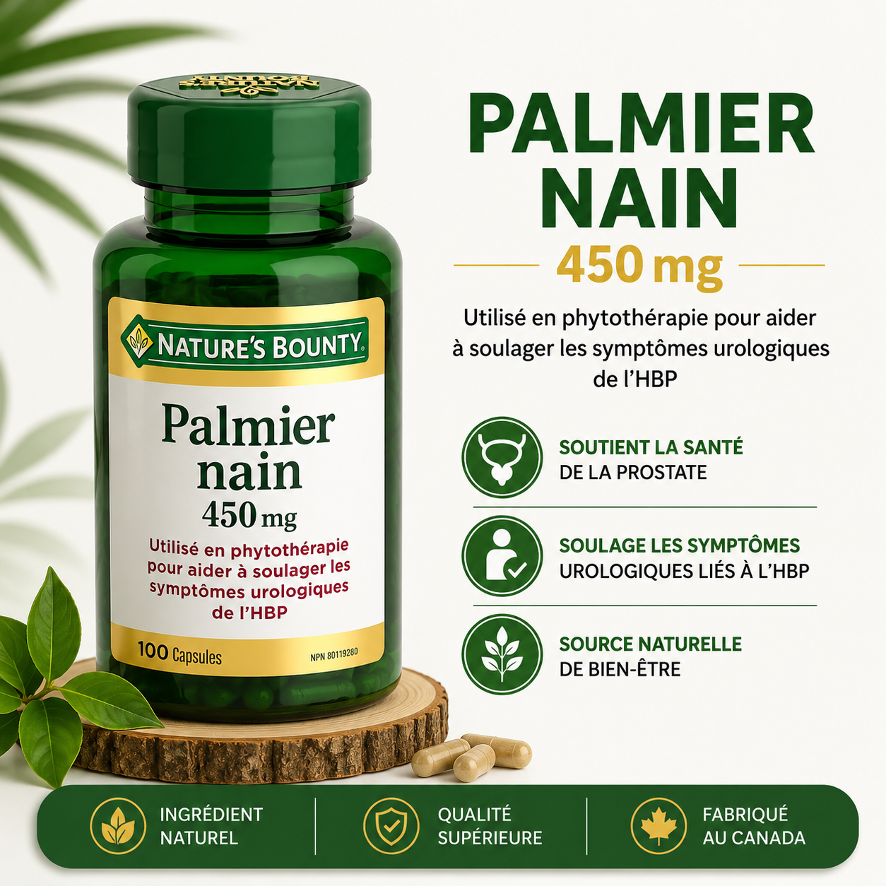 Complement Alimentaire | Saw Palmetto, Palmier Nain, 450 mg,