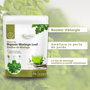 Thé de moringa,  Infusion Moringa feuilles  - Moringa oleifera BIO 100gr