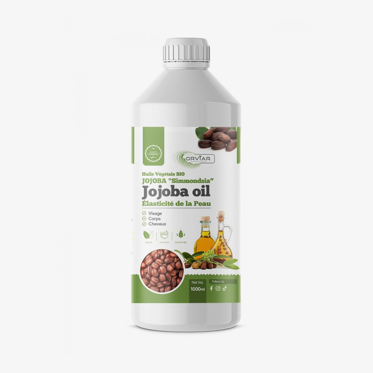 Huile de Jojoba Bio 1 LITRE - régule les sécrétions de sébum.