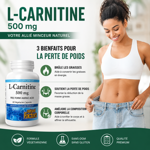 Complement Alimentaire L-carnitine 500 mg, 60 gélules