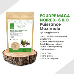 Poudre Maca Noir X-6 , Optimise Fertilité, Libido et Endurance Naturellement, 100 gr