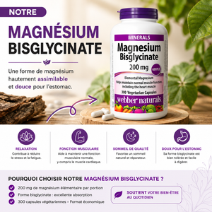 Complement aliementaire Bisglycinate de magnésium 200 mg - 300 capsules