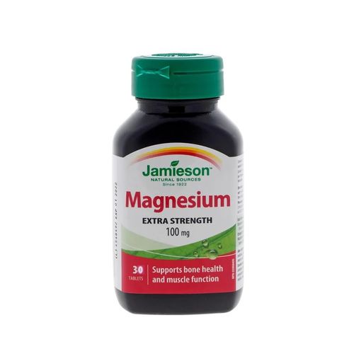 Jamieson Magnésium Extra Fort 100mg, 30 Comprimes, Favorise la santé des os et la fonction musculaire