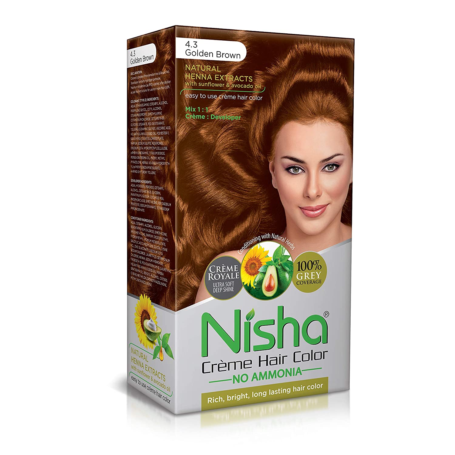 Nisha crème hair colour, Golden brown-souplesse, coloration, brillance et intensité