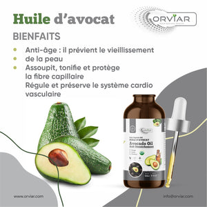 Huile d'avocat Pression à Froid BIO - Pousser capillaire rapide 100 ml