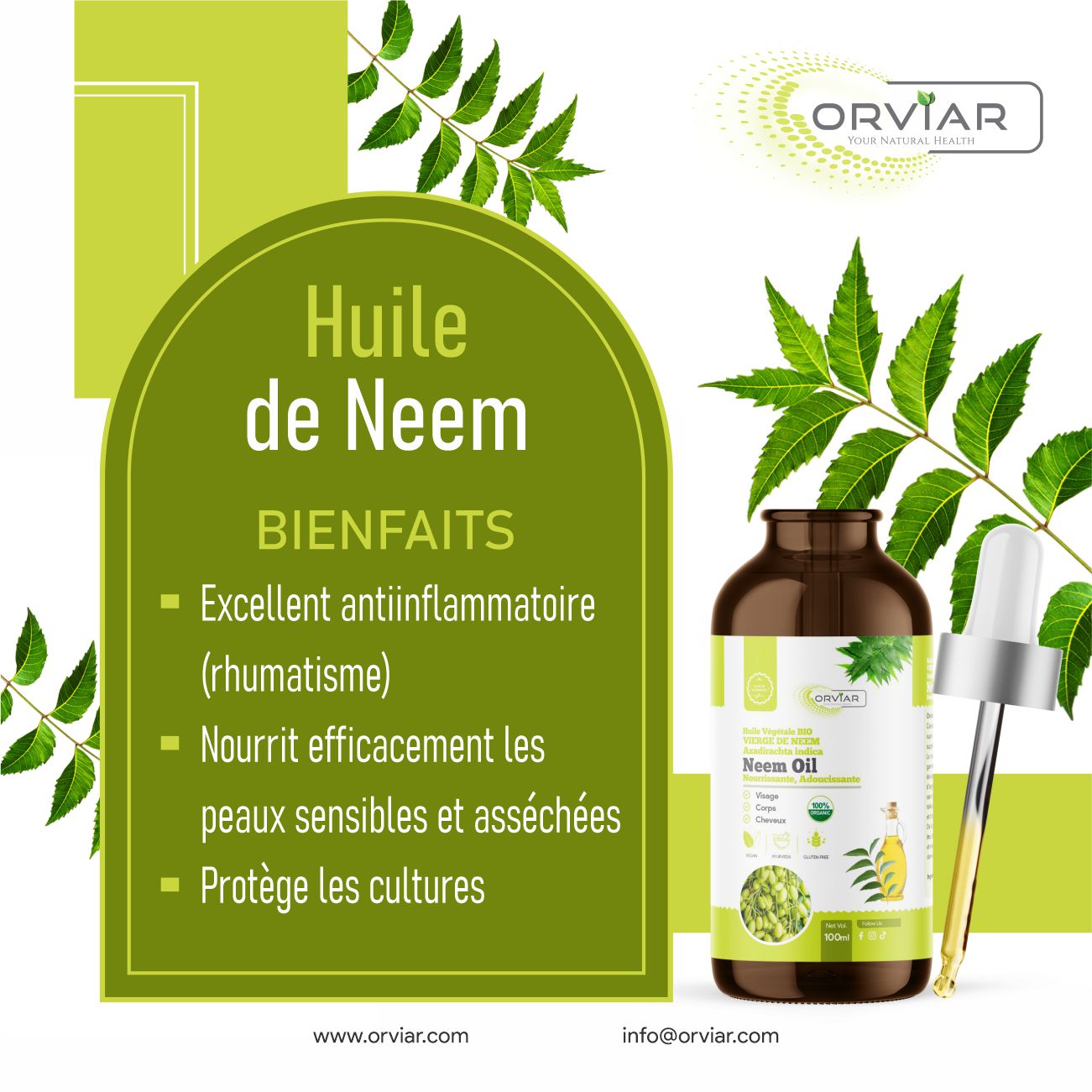 Huile de Neem BIO,  Anti-bactérienne, anti-fongique 100 ml