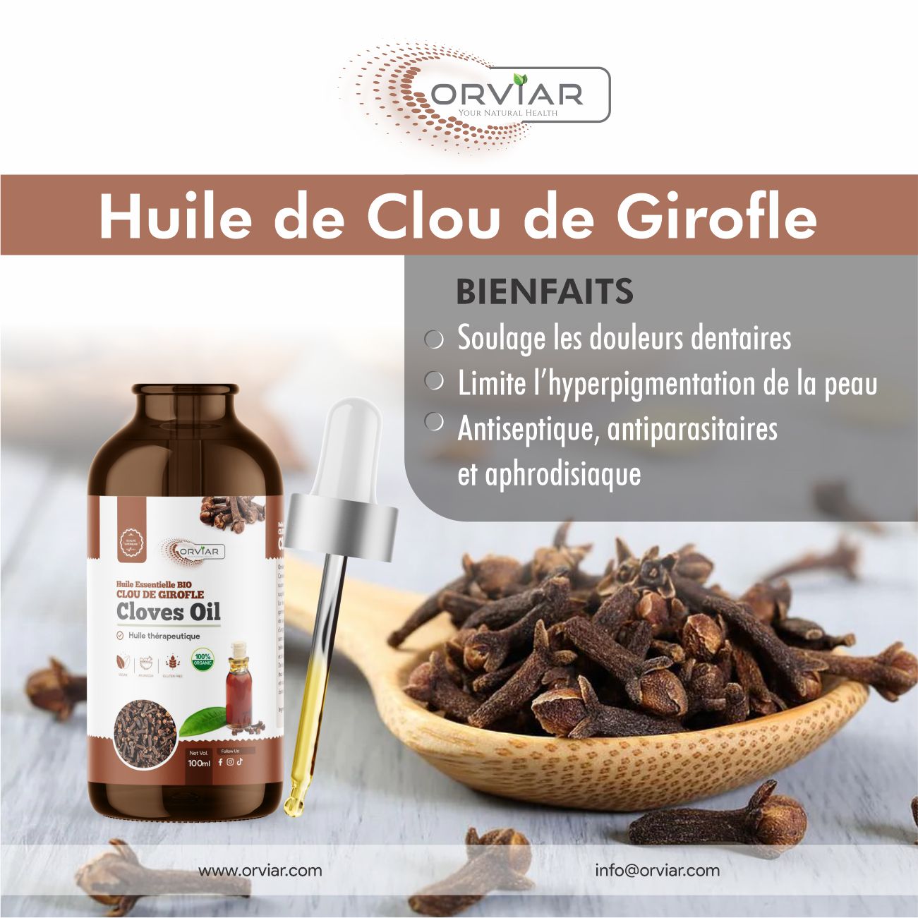 Huile essentielle de clou de girofle 100 ml