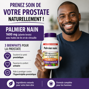 Complement Alimentaire | Saw Palmetto 160 mg, contient de l'huile de lin et de citrouille, 90 gélules entériques