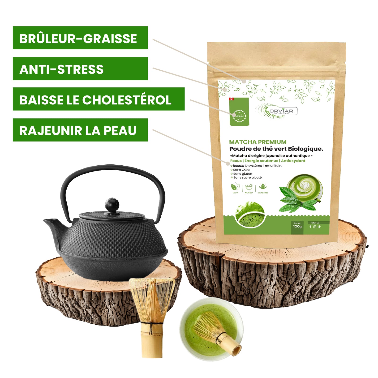 Matcha Premium Japonaise, Poudre de Thé Vert – Ebotanique | Cameroun 