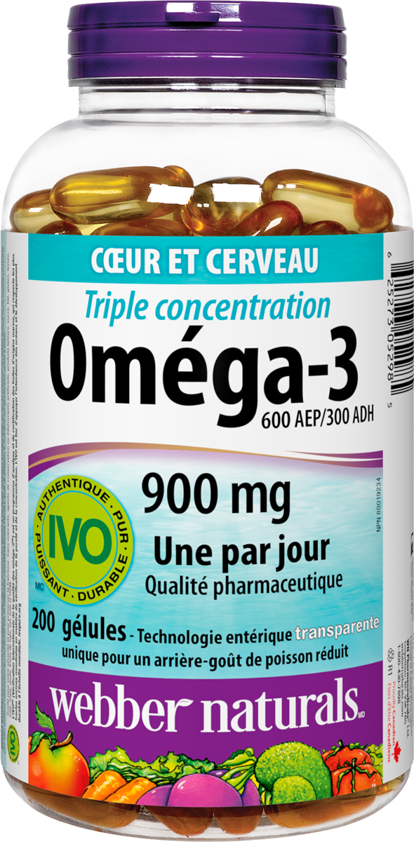 Oméga-3 triple concentration webber naturals, 200 gélules