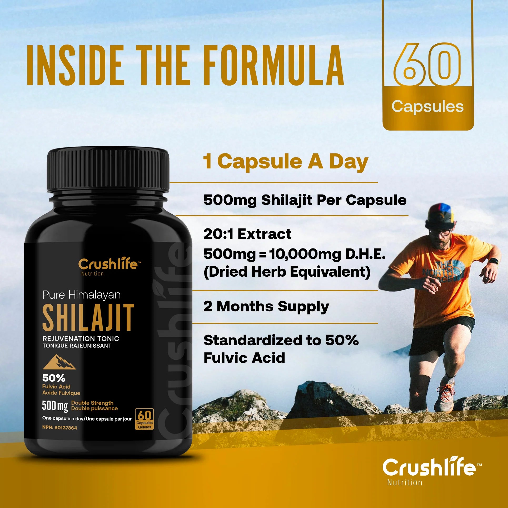 Pure Himalaya Shilajit, Testosterone & Hormonal Balance - 60 Capsules