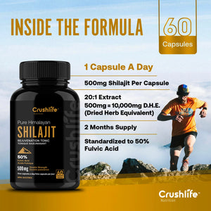 Pure Himalaya Shilajit, Testosterone & Hormonal Balance - 60 Capsules
