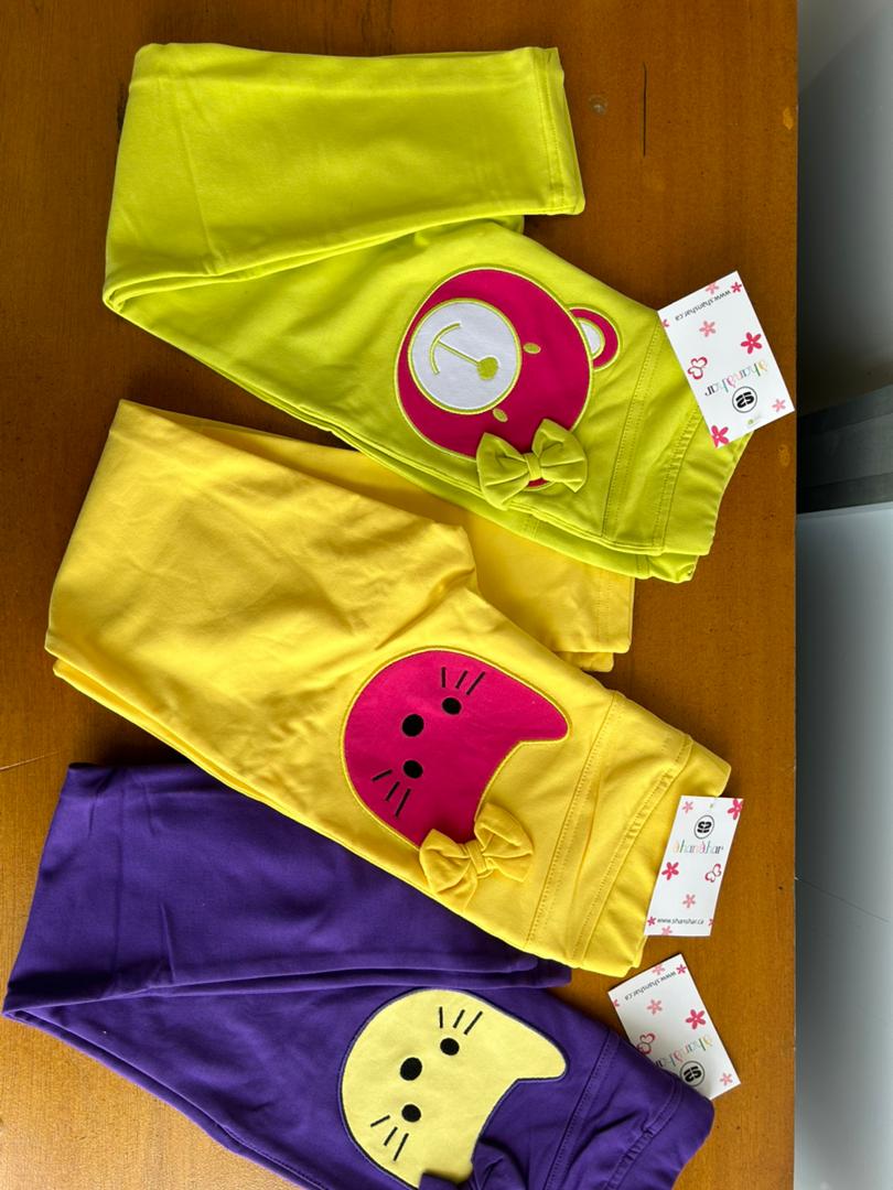 Leggings pour enfants 100% coton- Vert citron