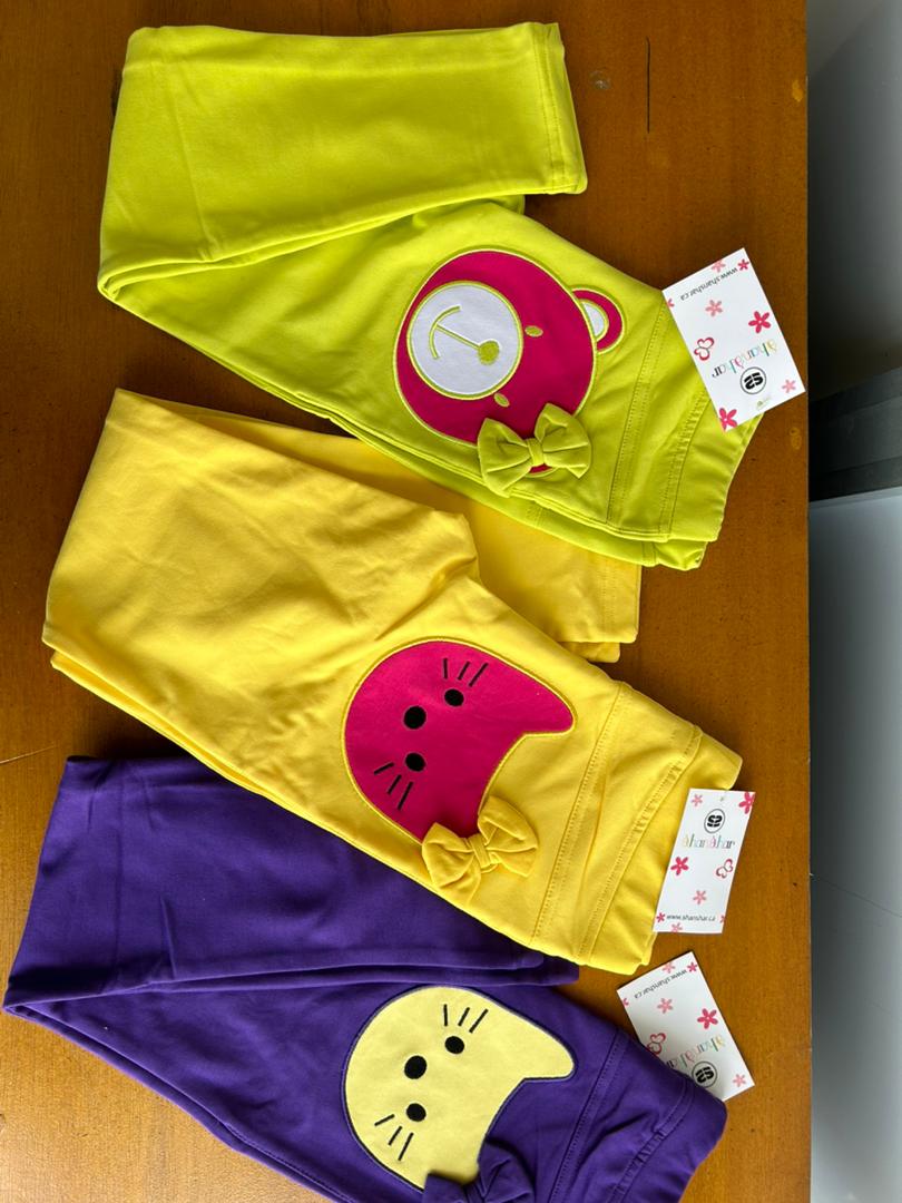 Collant ( Legging ) en cotton pour fille - Jaune Moutarde