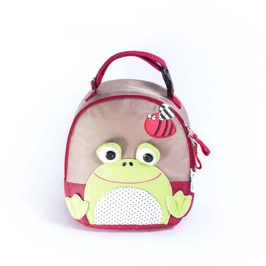 ShanShar sac pour gamelle marron/rouge motif Frog