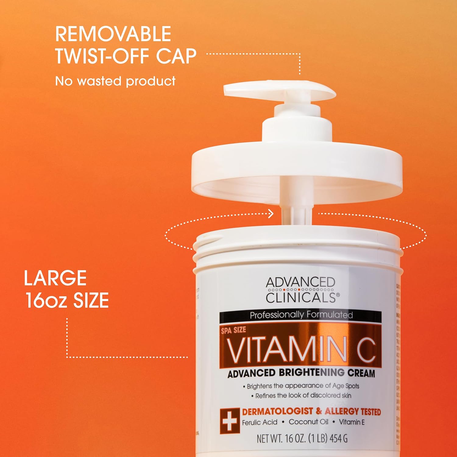 Advanced clinicals vitamine C Crème éclaircissante avancée anti-âge 473,6 g