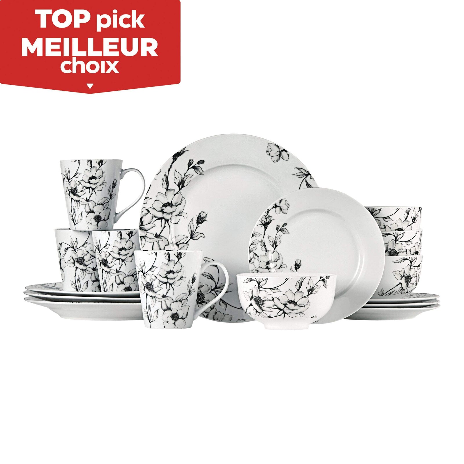 Service de vaisselle Wild Rose, 16 pièces