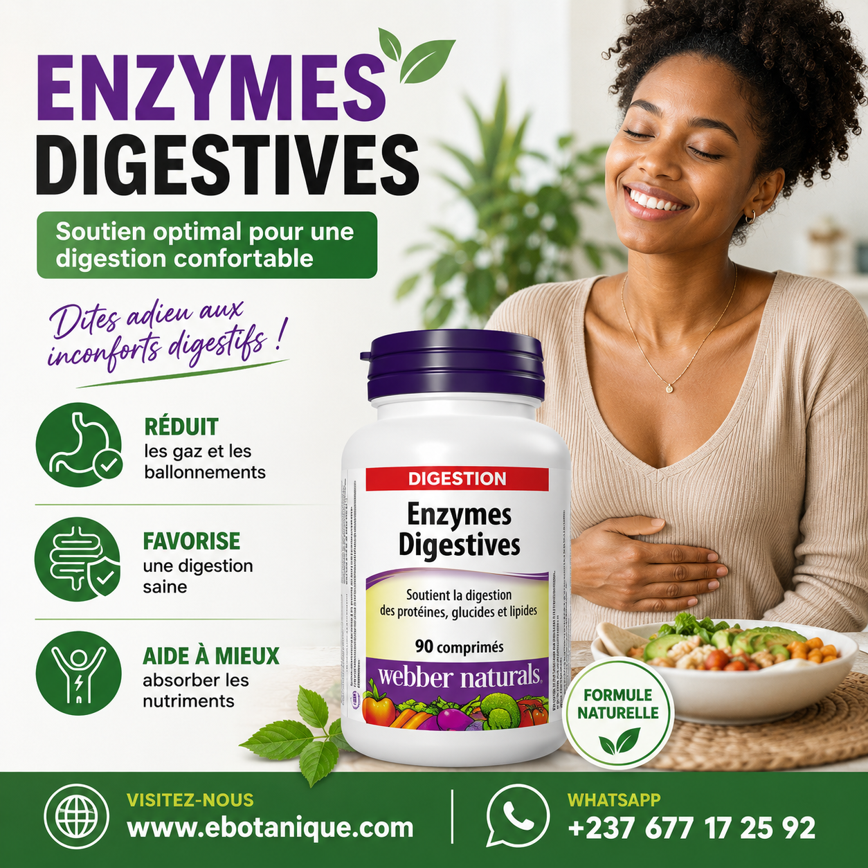 Complement Alimentaire |Enzymes digestives, 90 comprimés, soutien digestif, végétalien