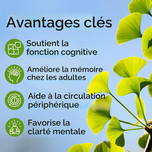 Complement alimentaire | Ginkgo Biloba 12 000 mg - Extra fort  , 60 gélules