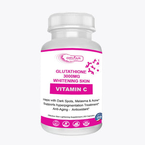 Glutathione 3000mg + Vitamin C| Antioxydants, secret d'une peau éclatante 60 capsules