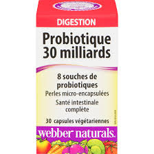 Probiotique 30 milliards de cellules actives, 8 souches probiotiques, 30 gélules, pour la santé digestive, végétarien
