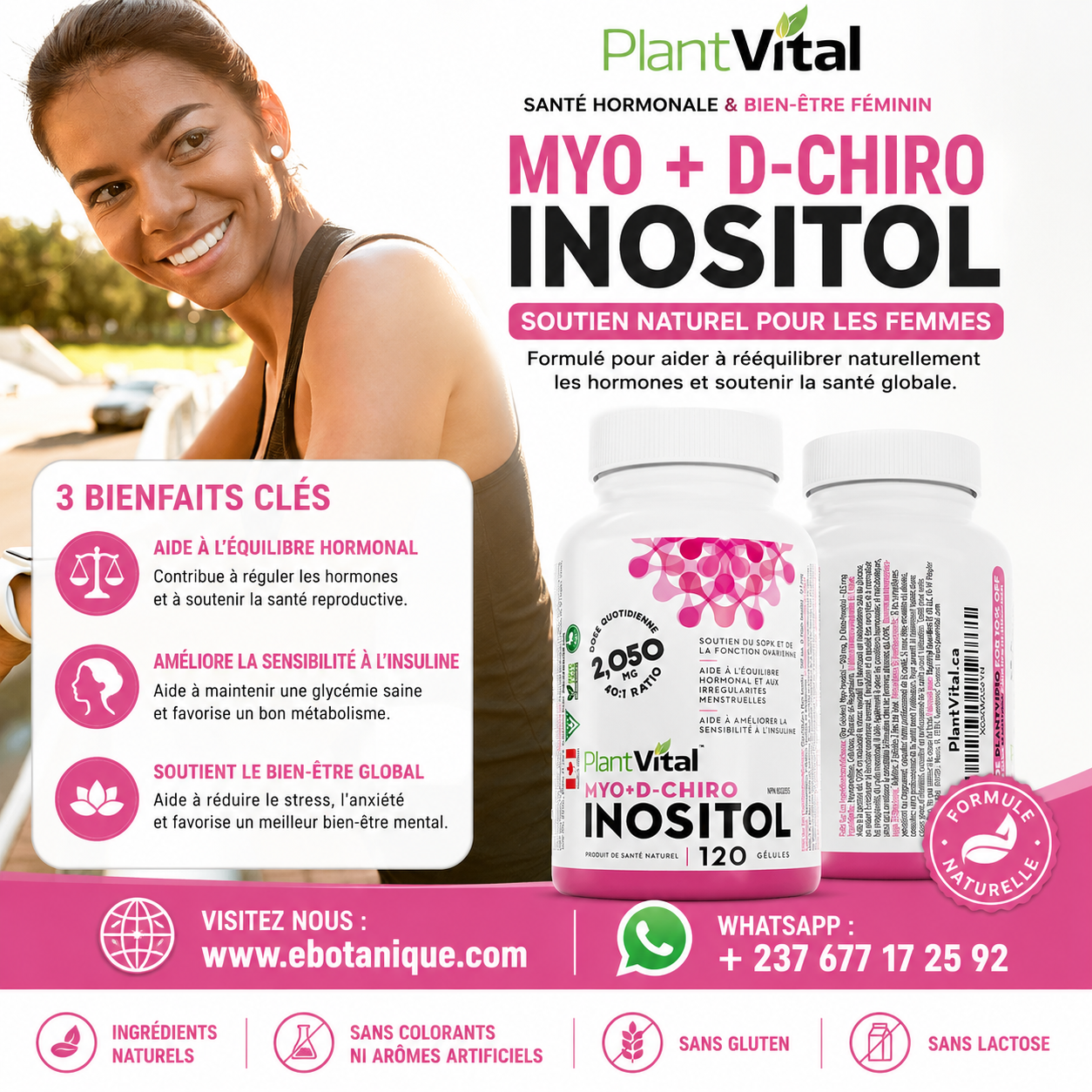 Complément alimentaire  Myo-Inositol & D-Chiro Inositol 120 Capsules
