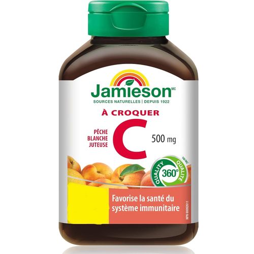 Jamieson Vitamine C À Croquer 500 mg - Saveur de Pêche Blanche Juteuse - 45 Comprimés