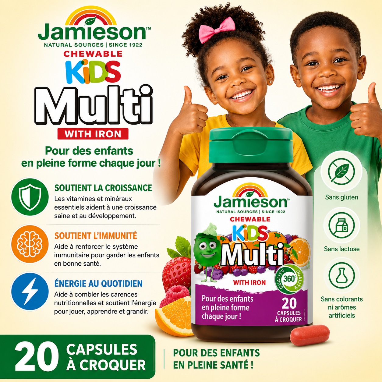 Complement Alimentaire | Multivitamin à mâcher pour enfants  20 Capsules à mâcher