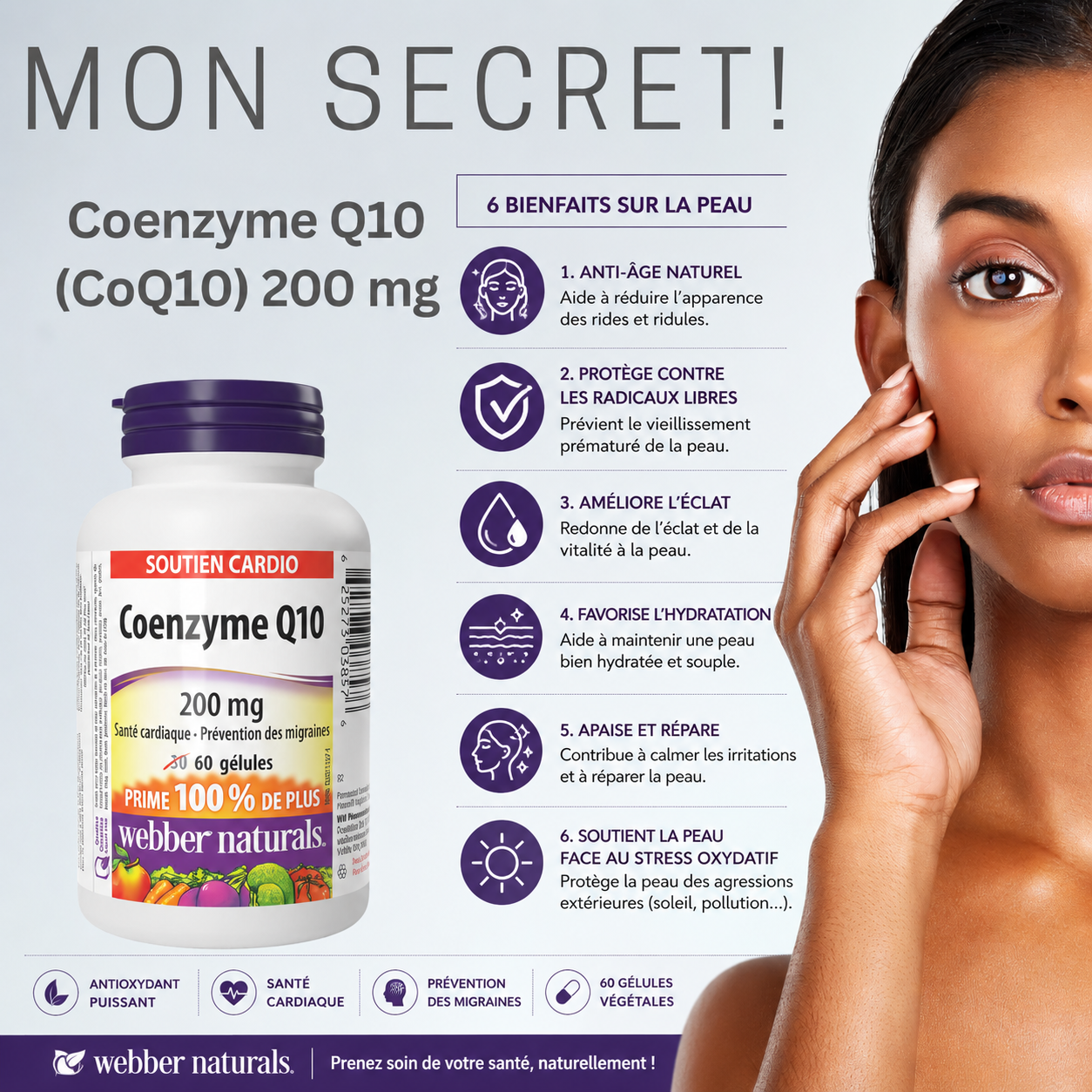 Complement alimentaire | Coenzyme Q10 (CoQ10) 200 mg, 60 gélules, antioxydant à haute puissance