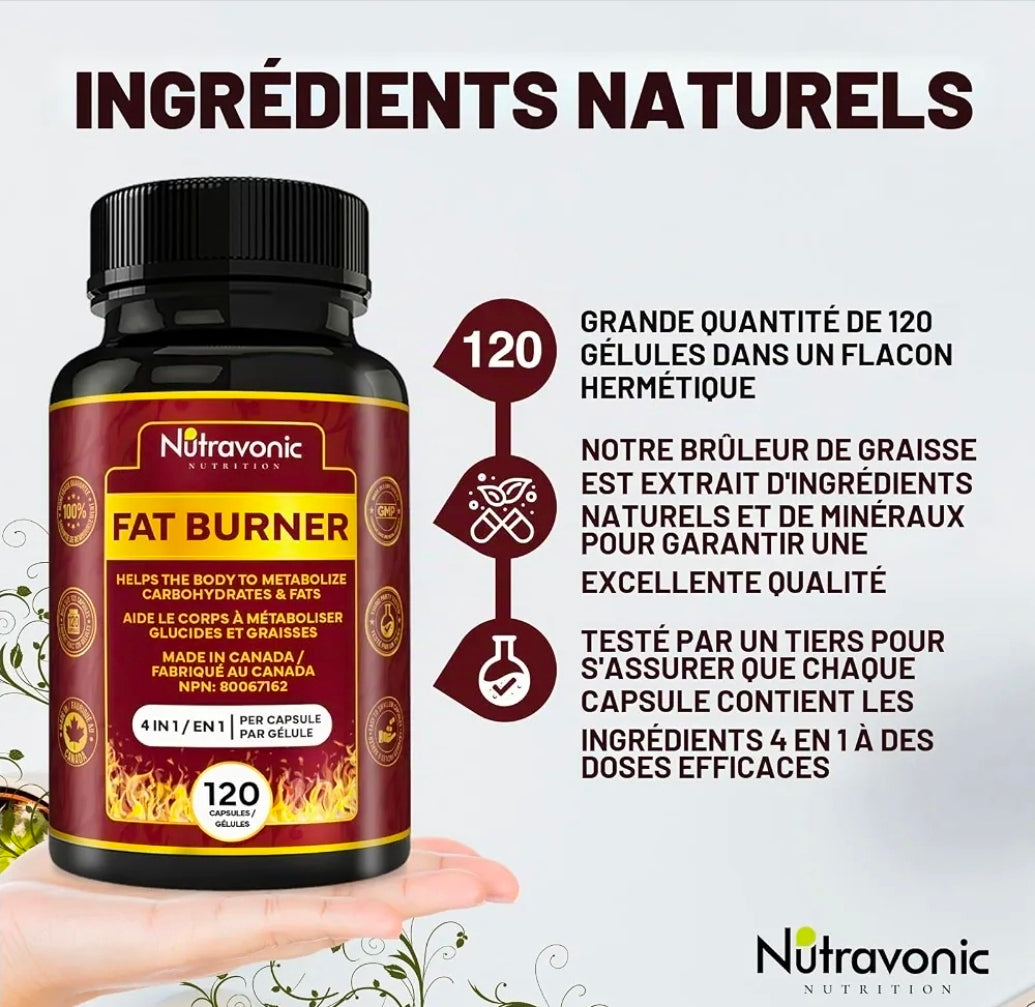 Complement alimentaire |  Brûleur de Graisse Thermogénique | Métabolise les Glucides et les Graisses - Coupe-Faim qui Aide à la Satiété