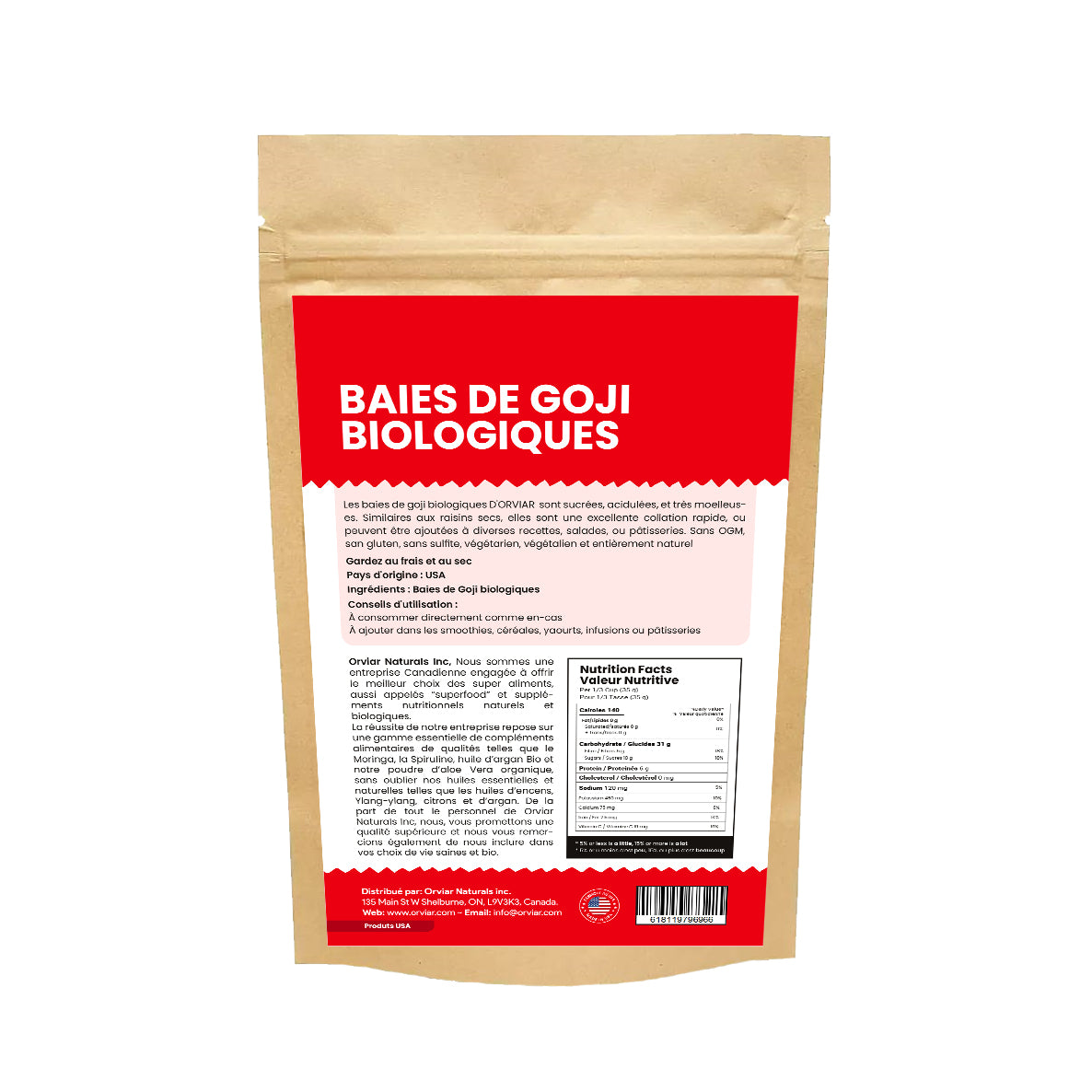 Nutrition Santé Baies de Goji , secret pour une régime minceur - 100gr