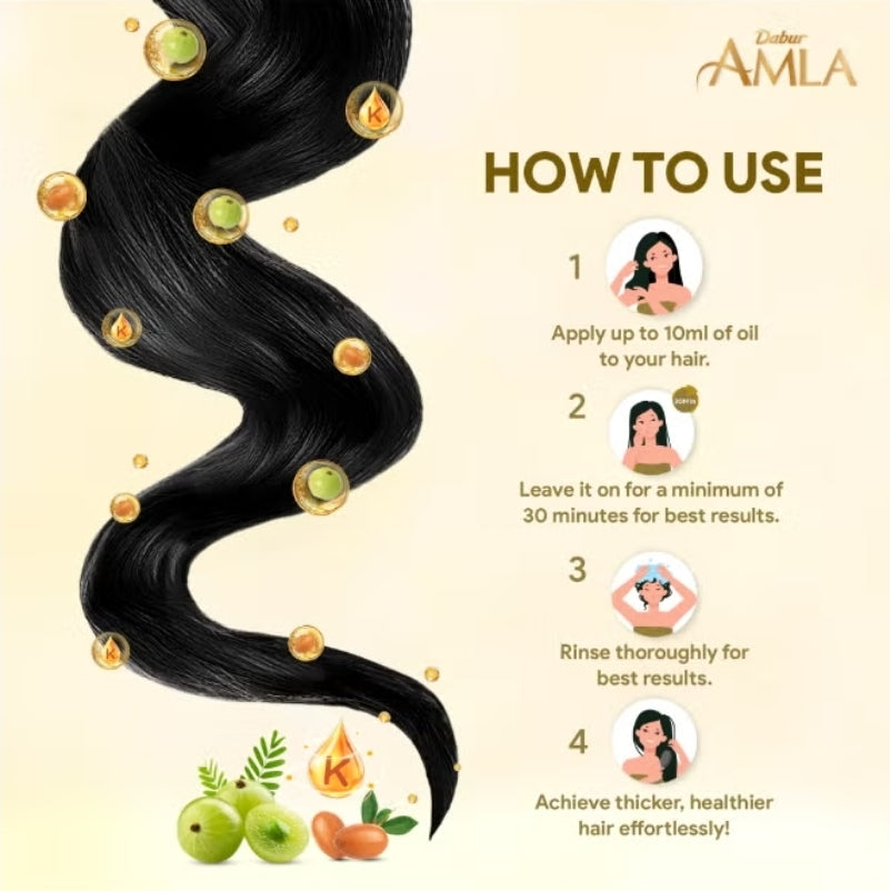 Huile capillaire Amla Gold cheveux secs abîmés , anti-chute, Croissance capillaire rapide