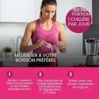 Créatine pour femmes, 5000 mg de créatine monohydratée, non aromatisée