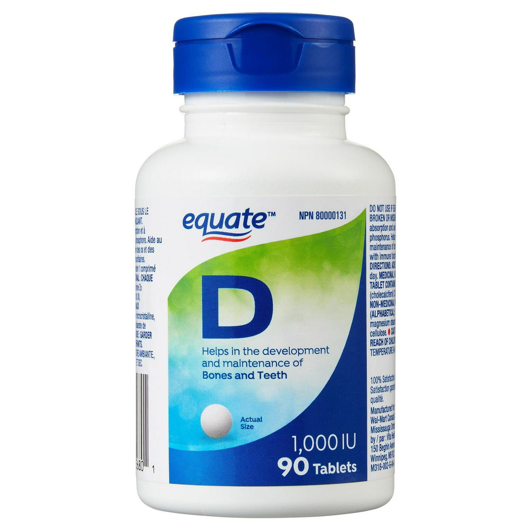 Vitamin D, 1,000 IU 90 Comprimés
