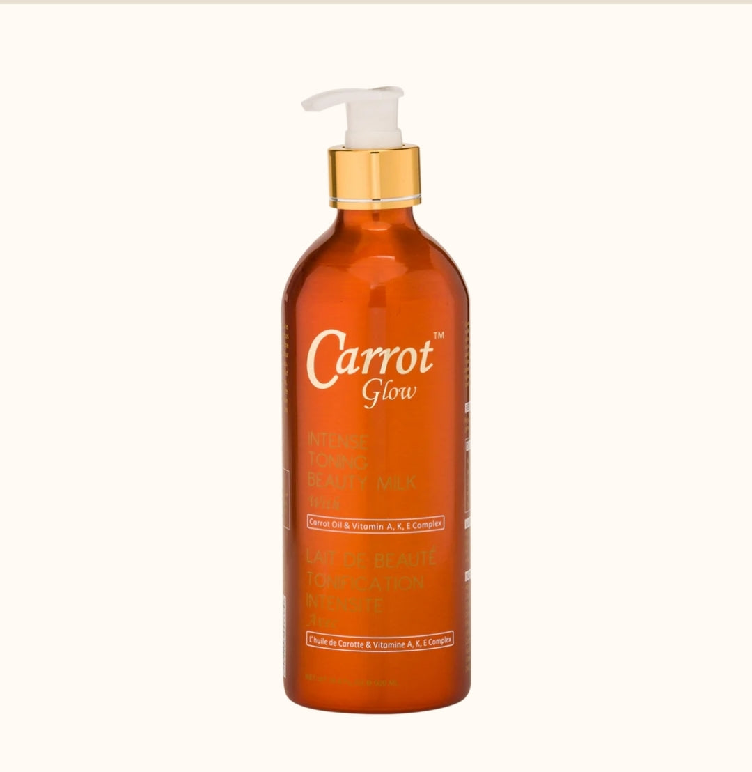 Lait de beauté tonifiant intense  à l'huile de carotte  & vitamines A, K et E. 500 ml