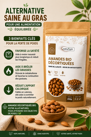 Nutrition santé - Amandes BIO décortiquées, sans sel ajouté