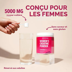 Créatine pour femmes, 5000 mg de créatine monohydratée, non aromatisée