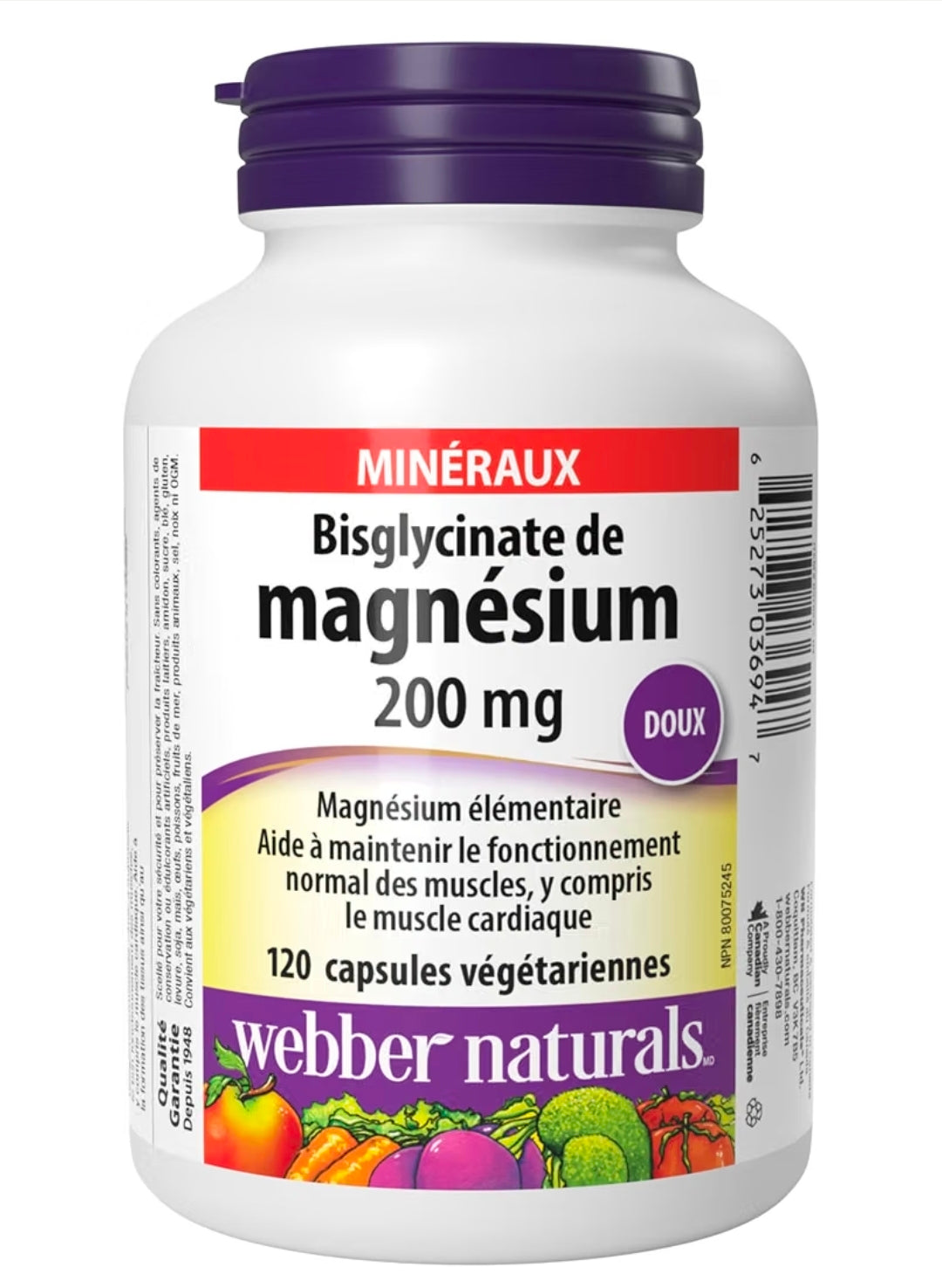Complement aliementaire Bisglycinate de magnésium 200 mg - 120 capsules