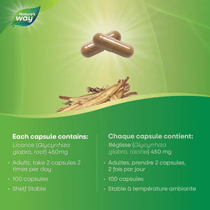 Complément alimentaire Racine de réglisse - Soutient le soulagement de l'inflammation des voies gastro-intestinales