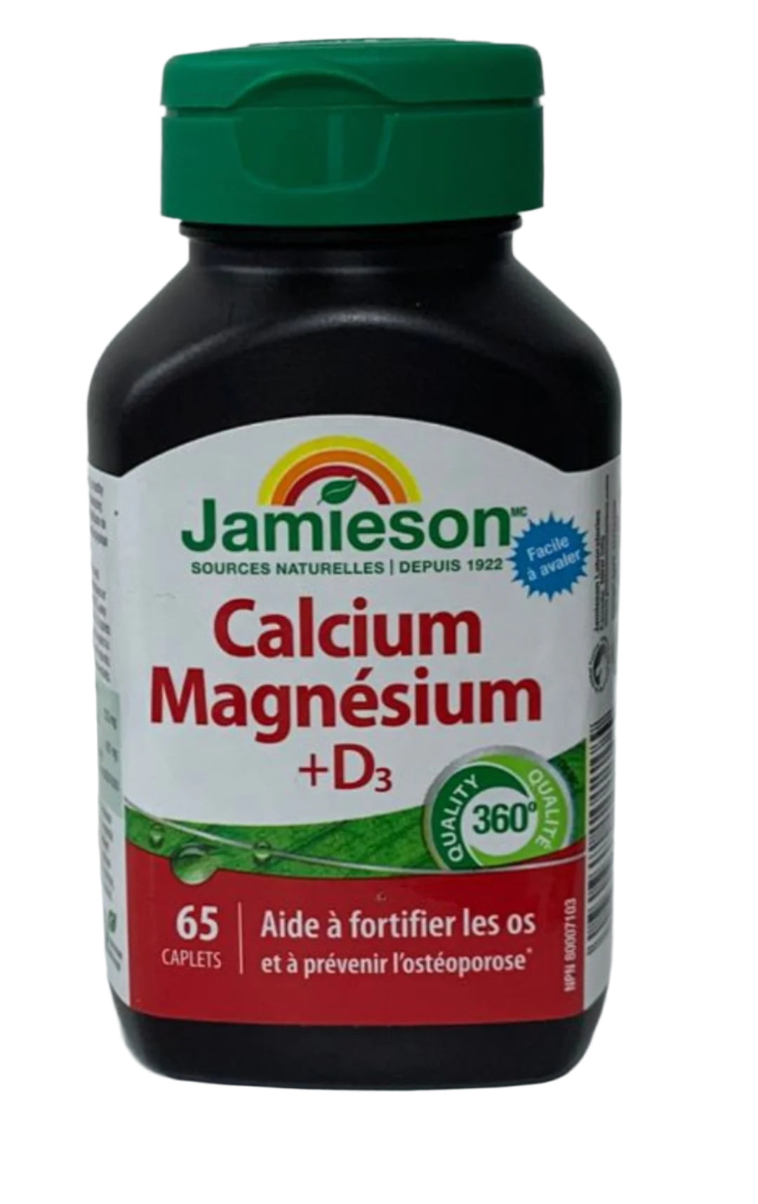Complement Alimentaire Calcium Magnésium avec vitamine D3, 65 caplets.