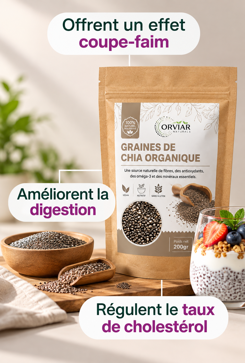Graine de Chia Bio -  Ventre plat.