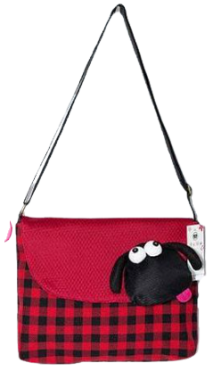 ShanShar Petit sac à main/sacoche pour enfant motif carrelé rouge noir