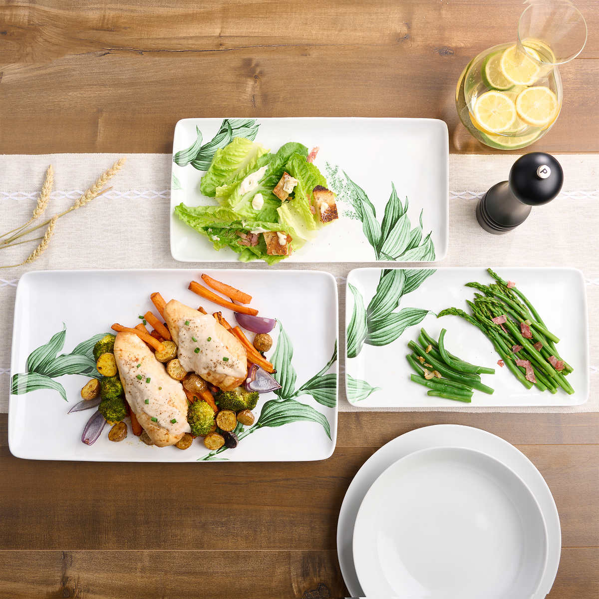 Cuisine Ensemble de 3 Plateaux de Service en Porcelaine