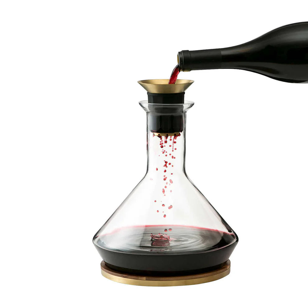 RBT Carafe à décanter avec sous-verre en bois et aérateur micro-perforé