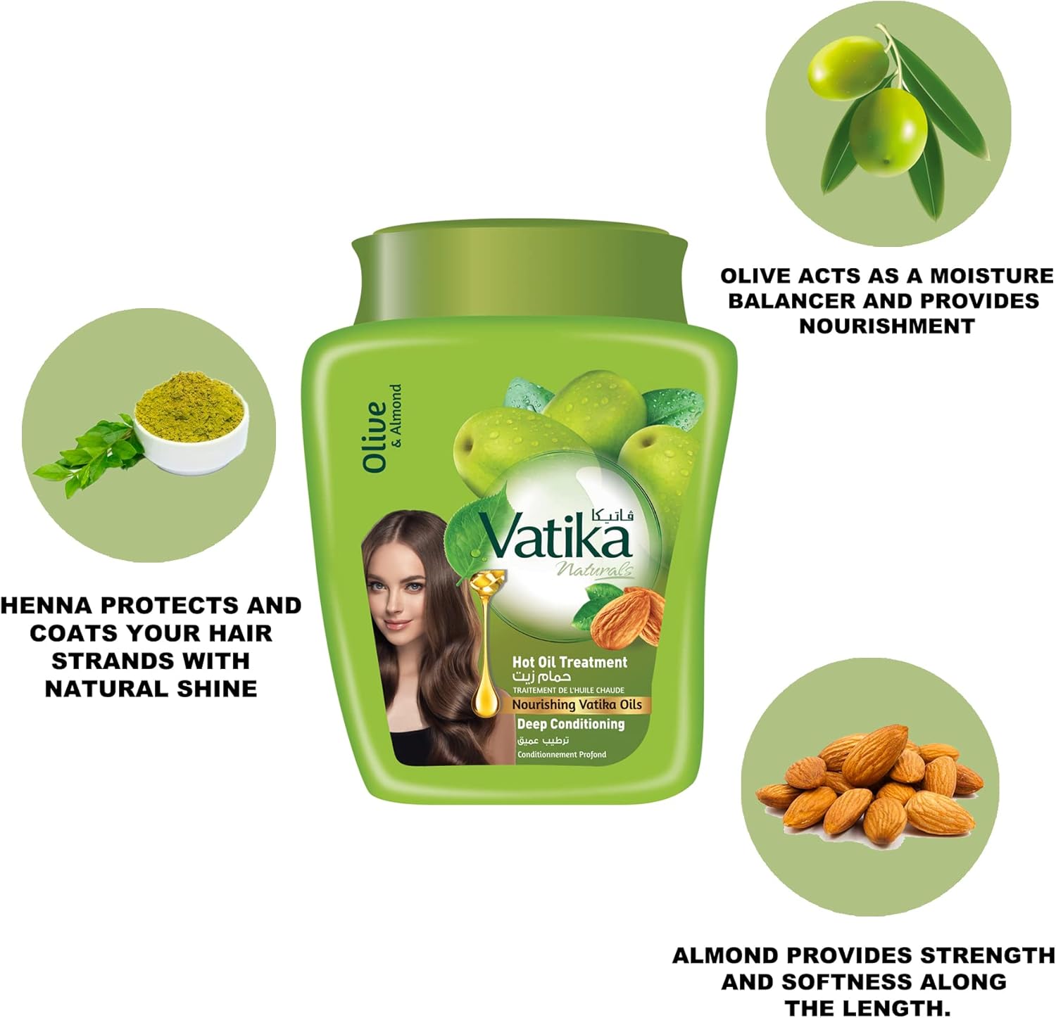 Dabur Vatika  Masque Revitalisant pour cheveux & perruque  à l’huile d'olive - Cheveux secs, ternes et sans vie 1 kg
