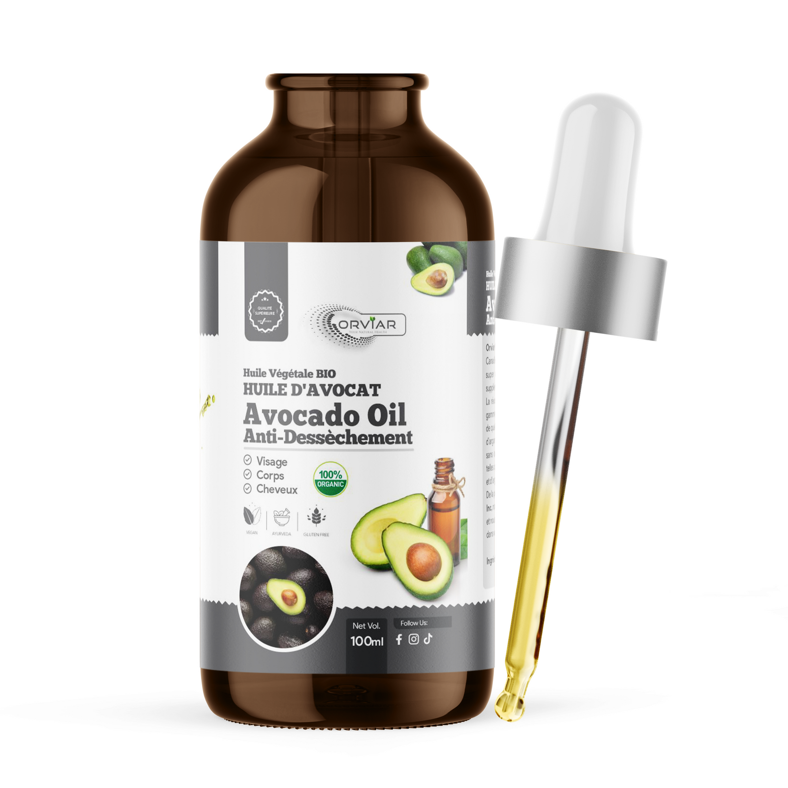 Huile d'avocat Pression à Froid BIO - Pousser capillaire rapide 100 ml