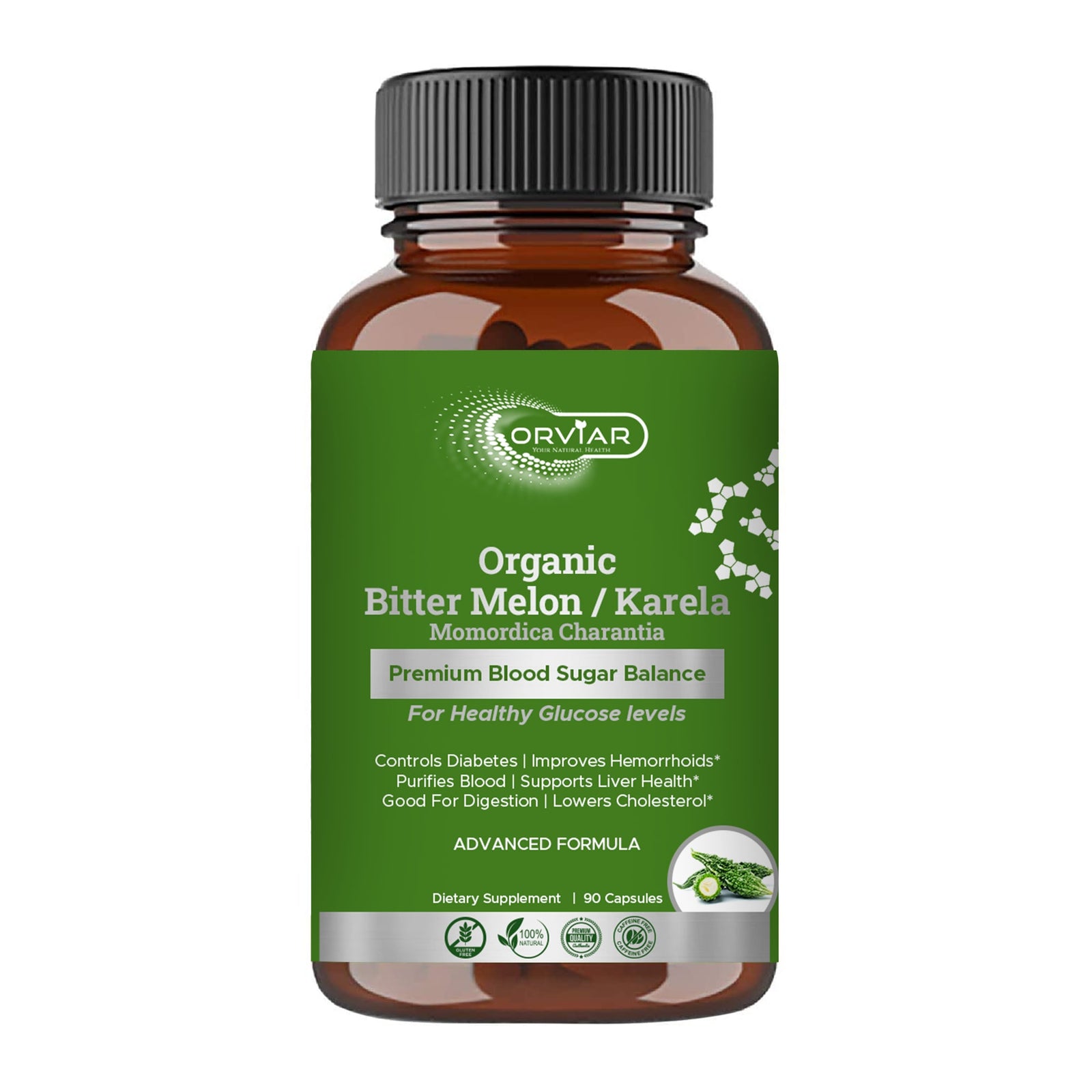 Orviar Bitter Melon / Kerela  Organic Dosage 900 mg - Prévention et traitement du diabète